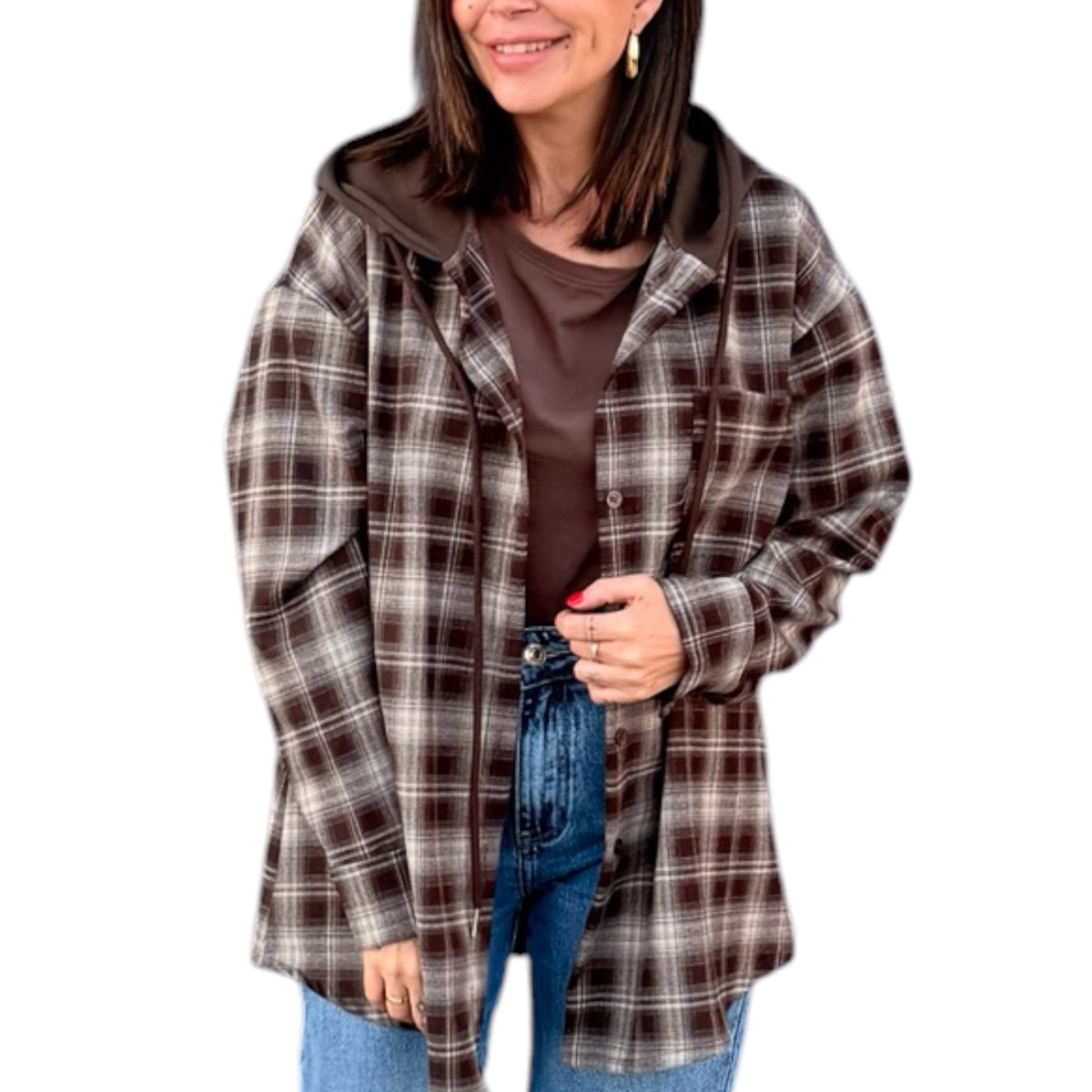 Camisa cuadros capucha