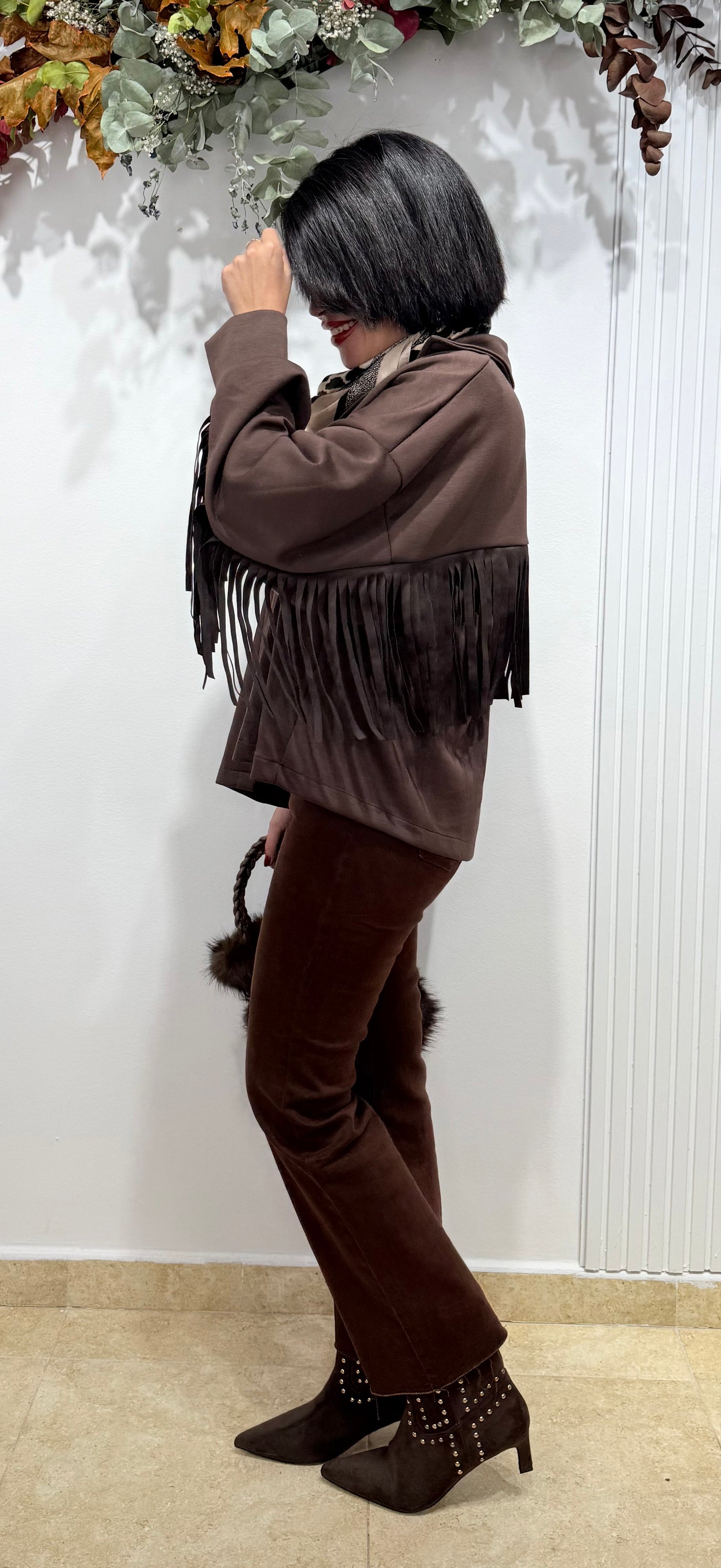 Camisa flecos chocolate