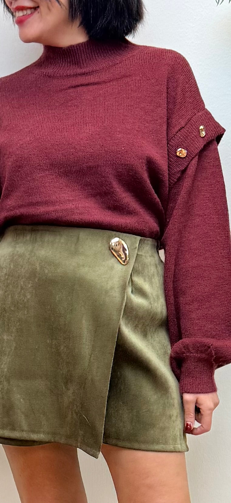 Falda pantalón verde detalle - AC