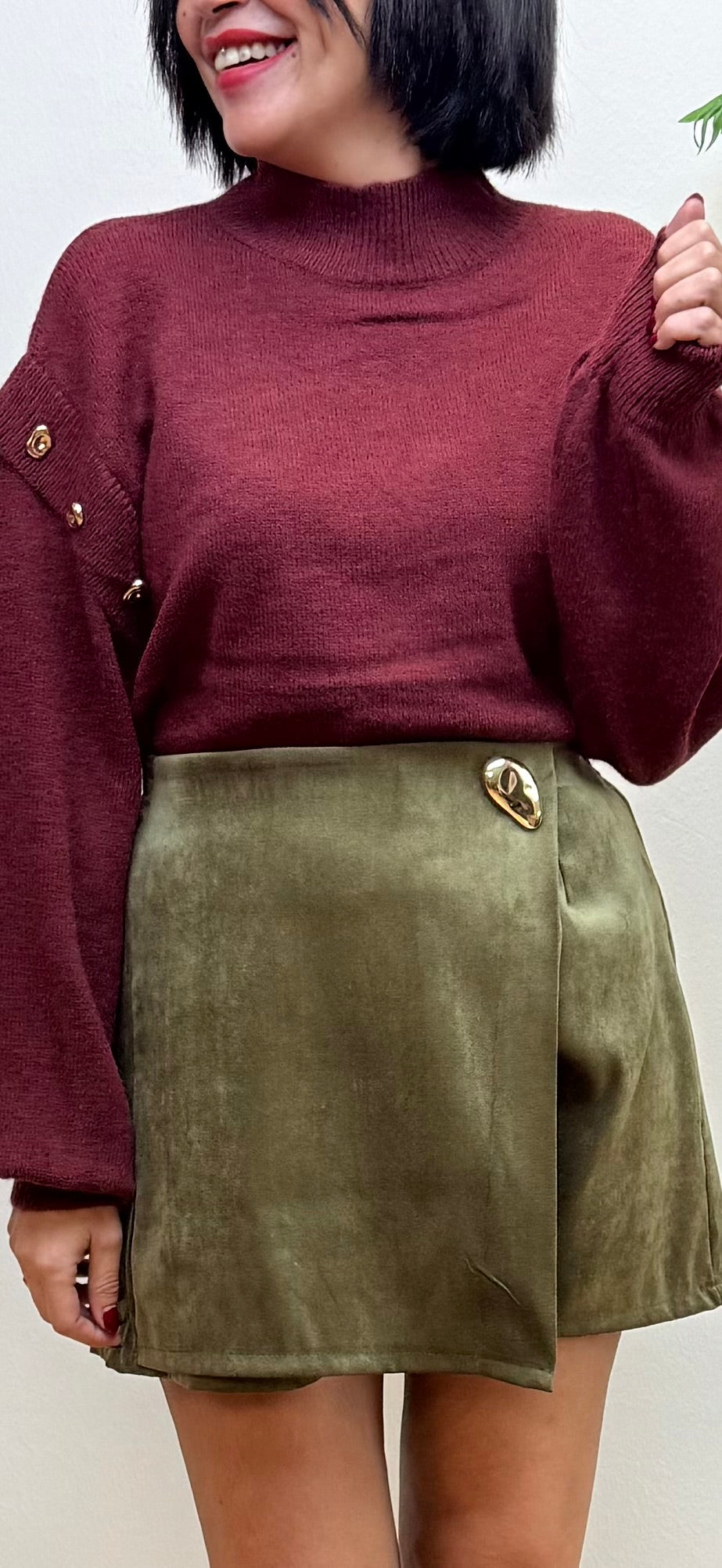 Falda pantalón verde detalle - AC