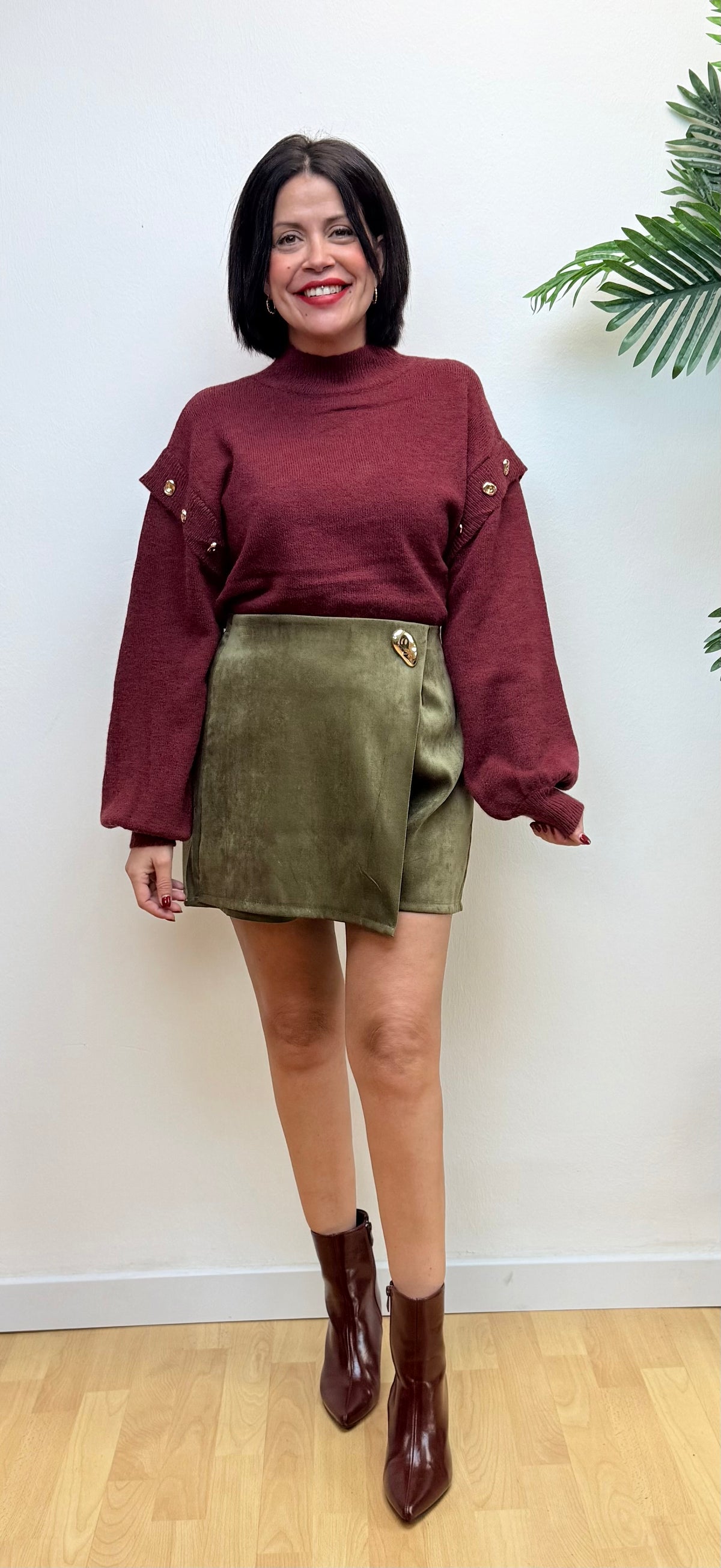 Falda pantalón verde detalle - AC
