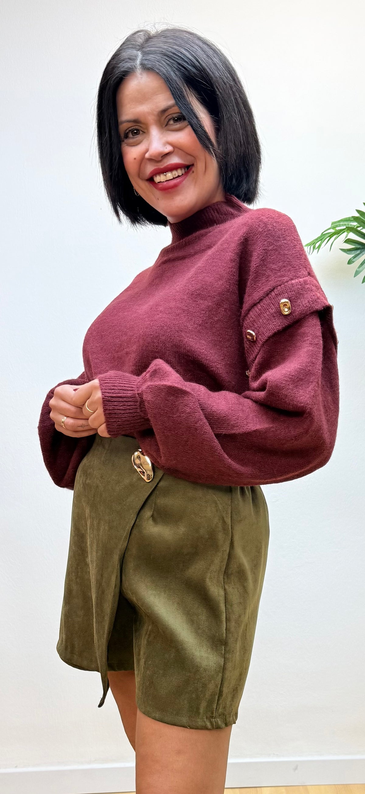 Falda pantalón verde detalle - AC