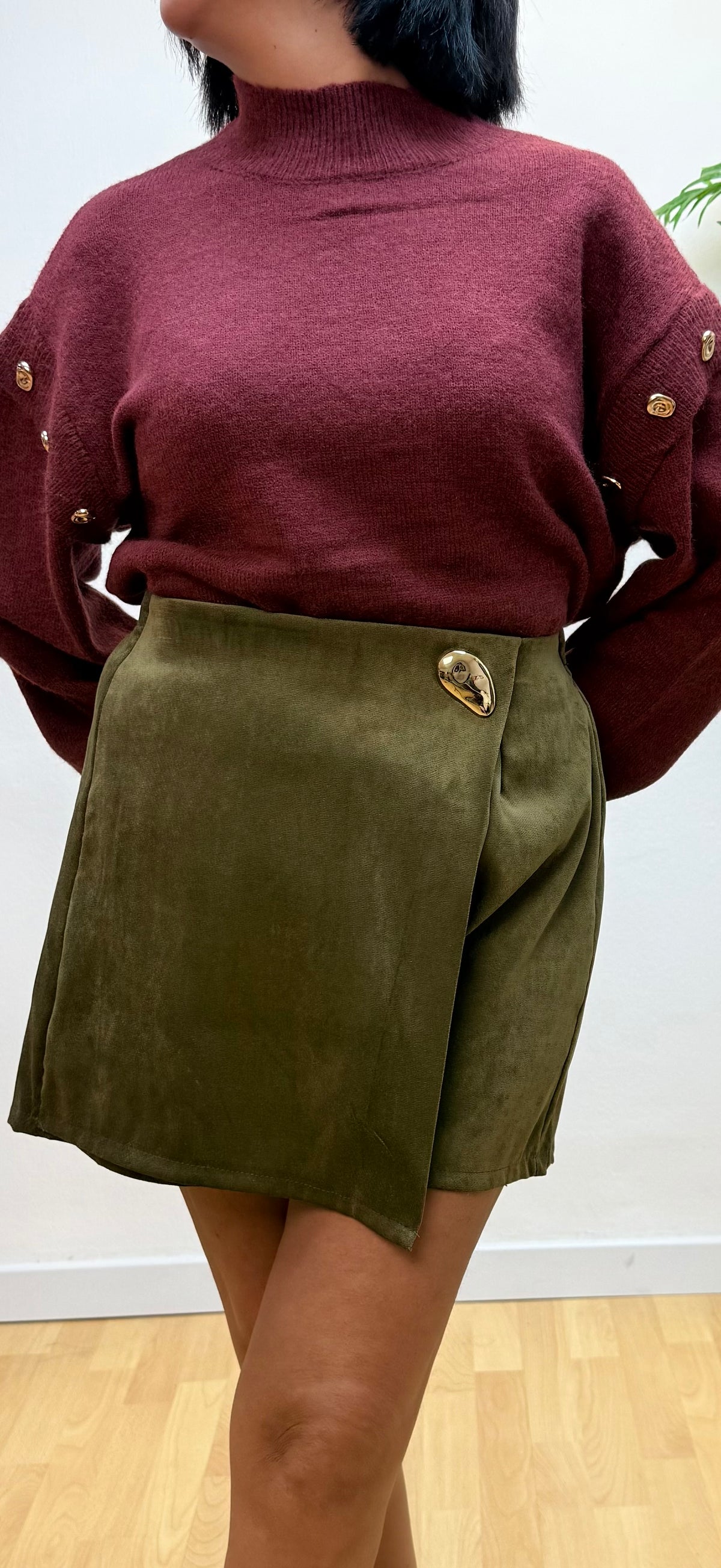 Falda pantalón verde detalle - AC
