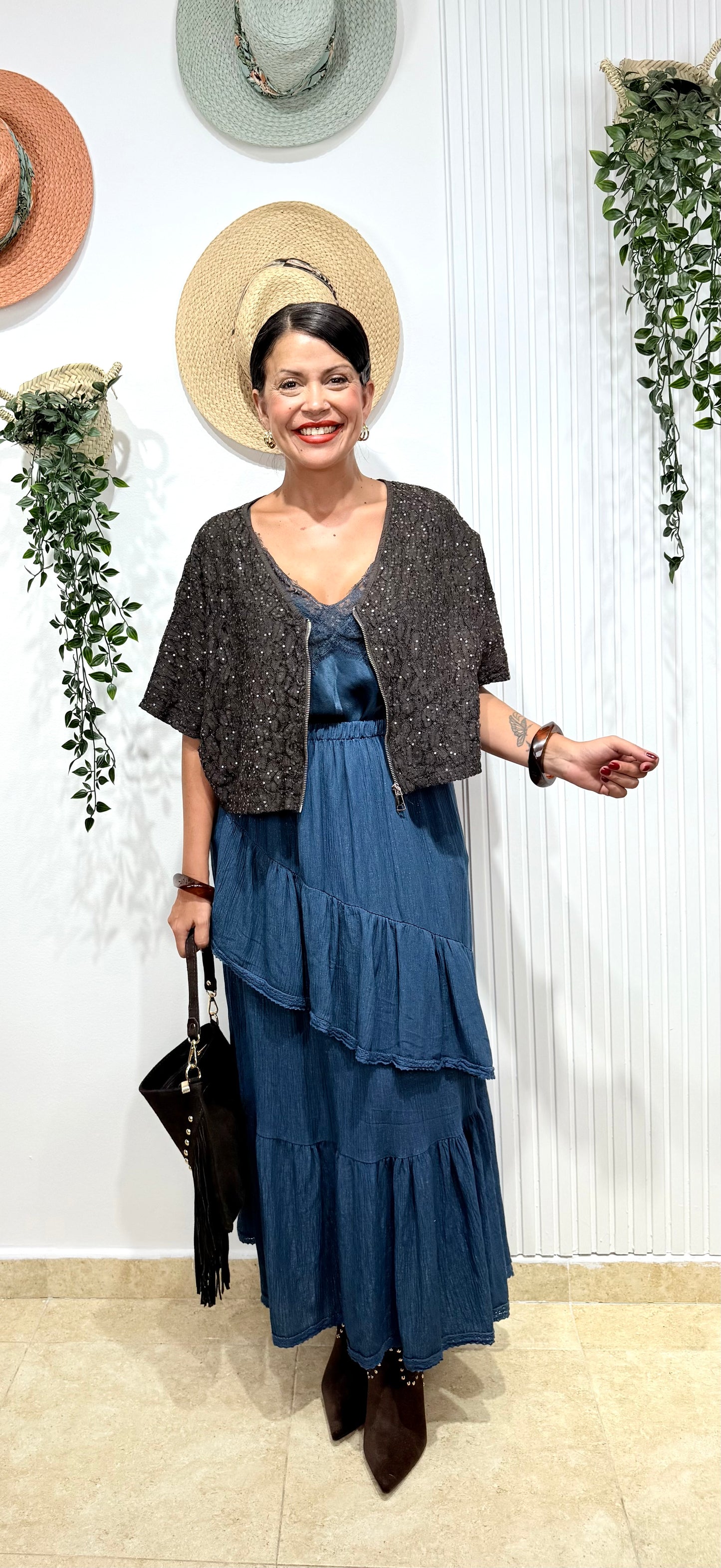 Bomber lentejuelas chocolate