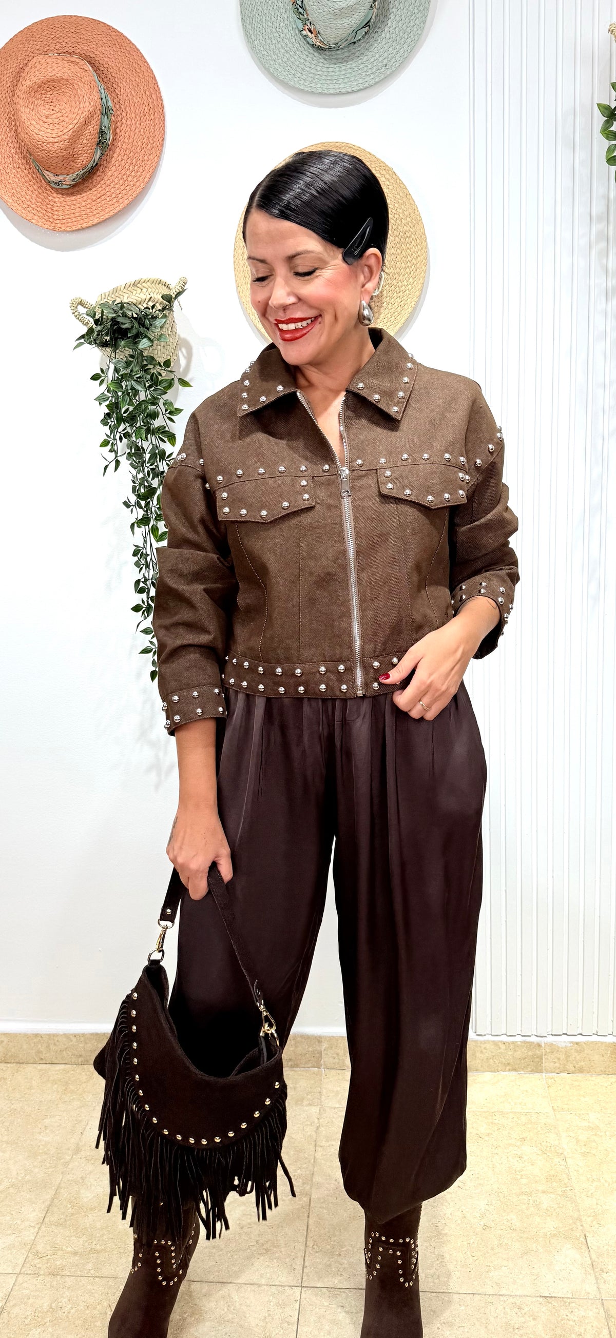 Pantalón Aladin satinado chocolate - AC