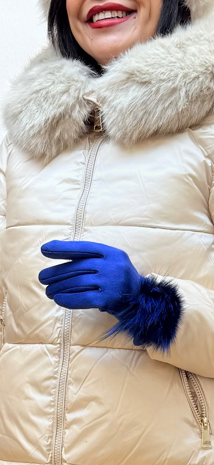 Guantes pom pom azul