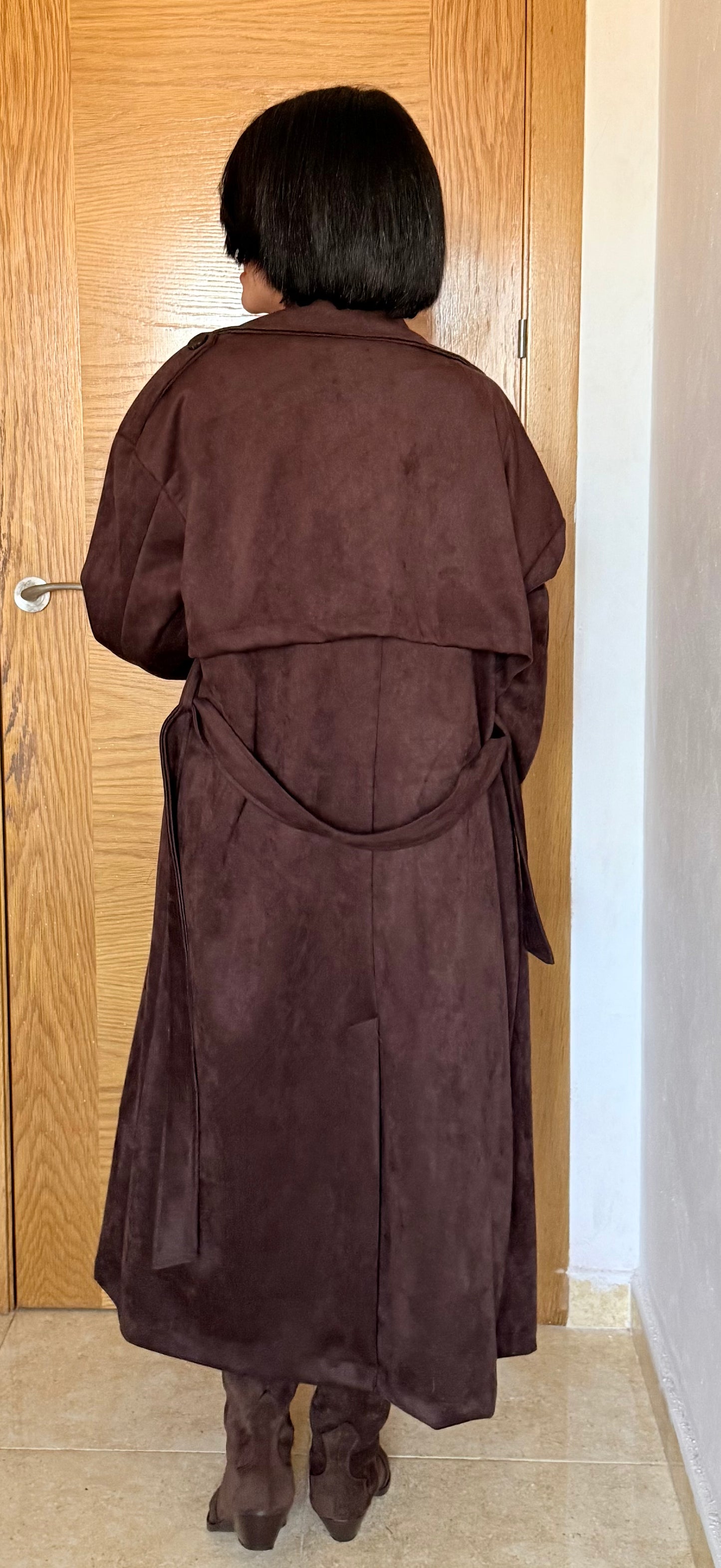 Vestido canalé volantes chocolate - AC