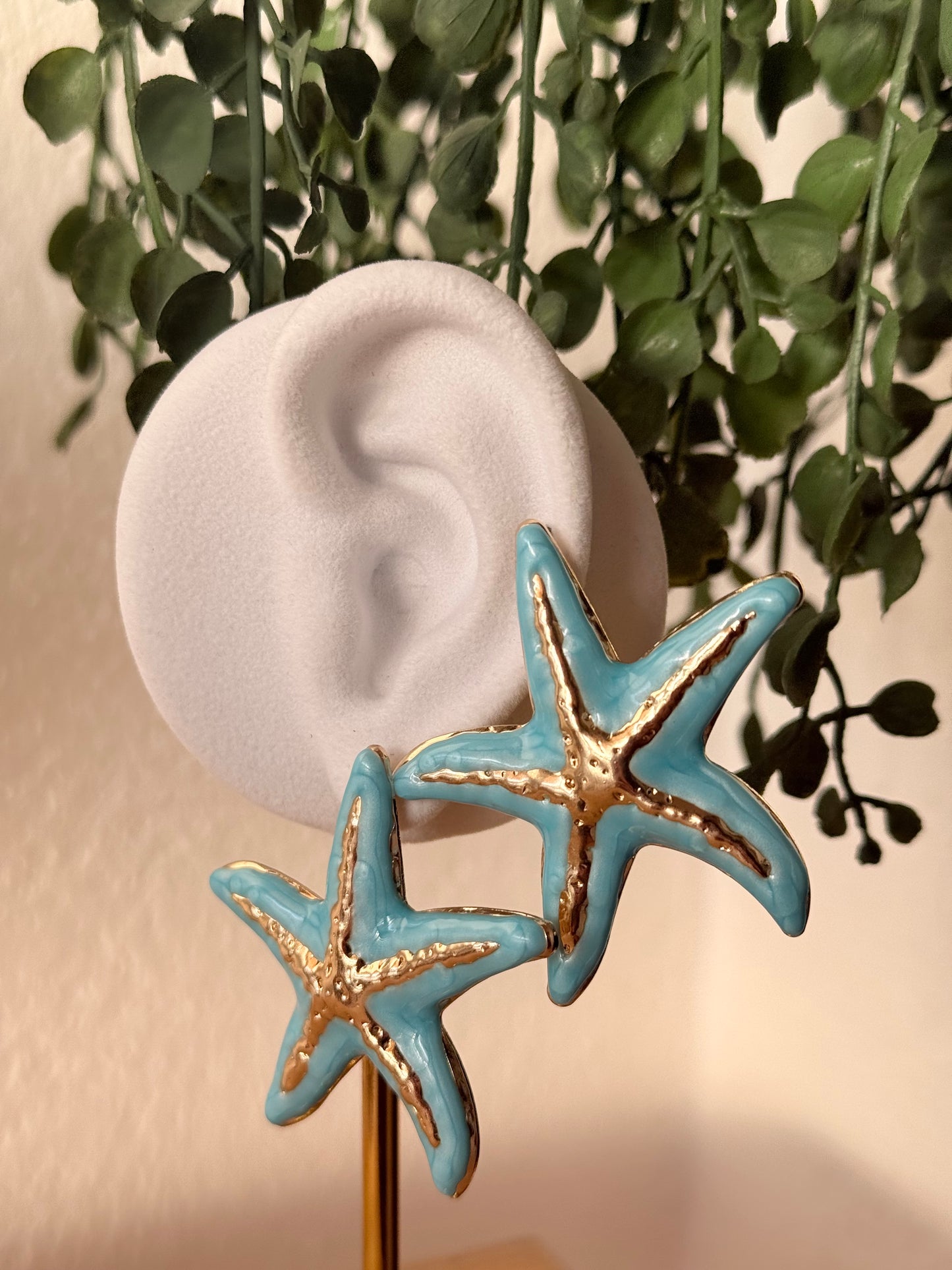Pendientes acero estrella azul