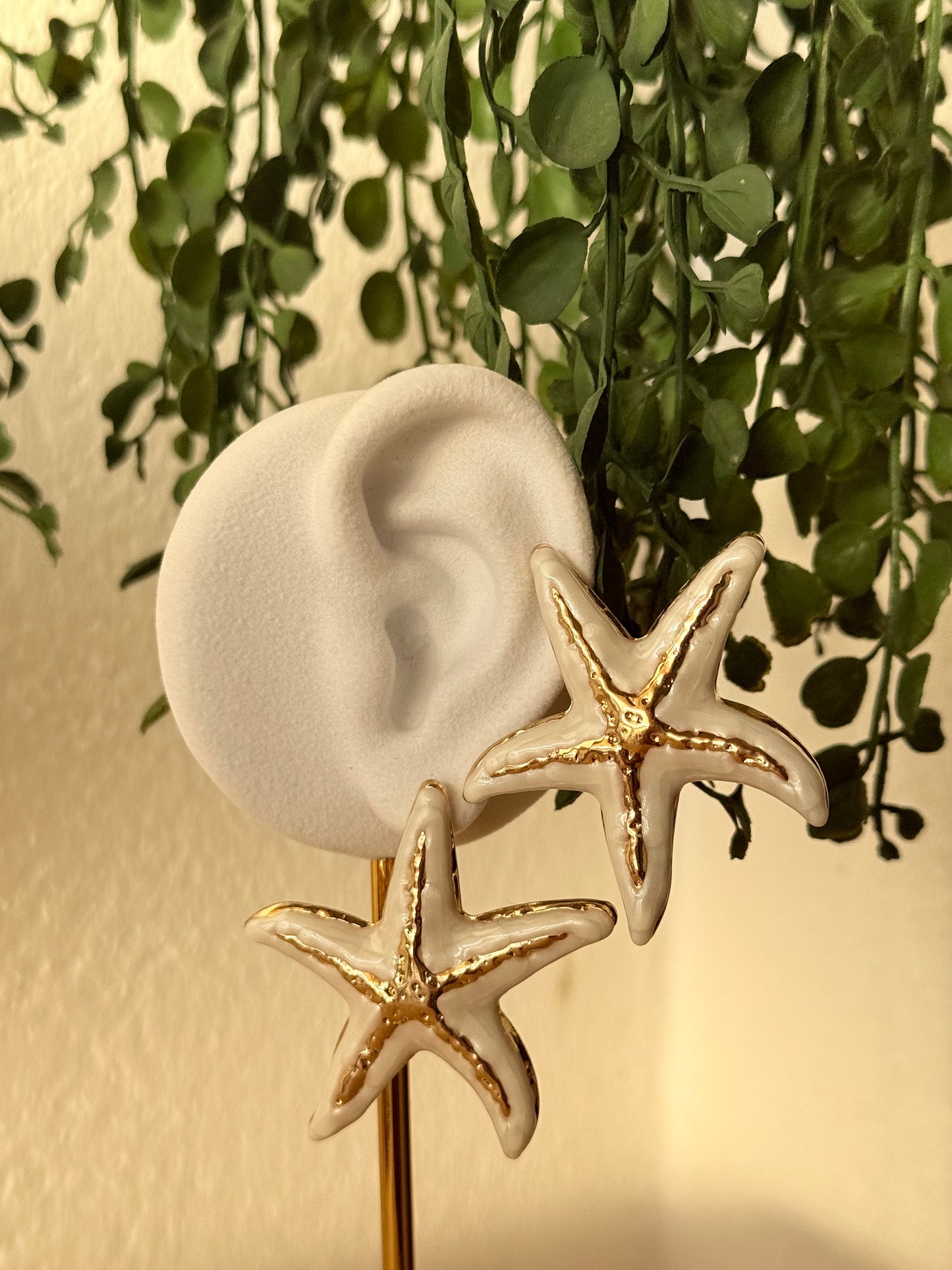 Pendientes acero estrella blanco