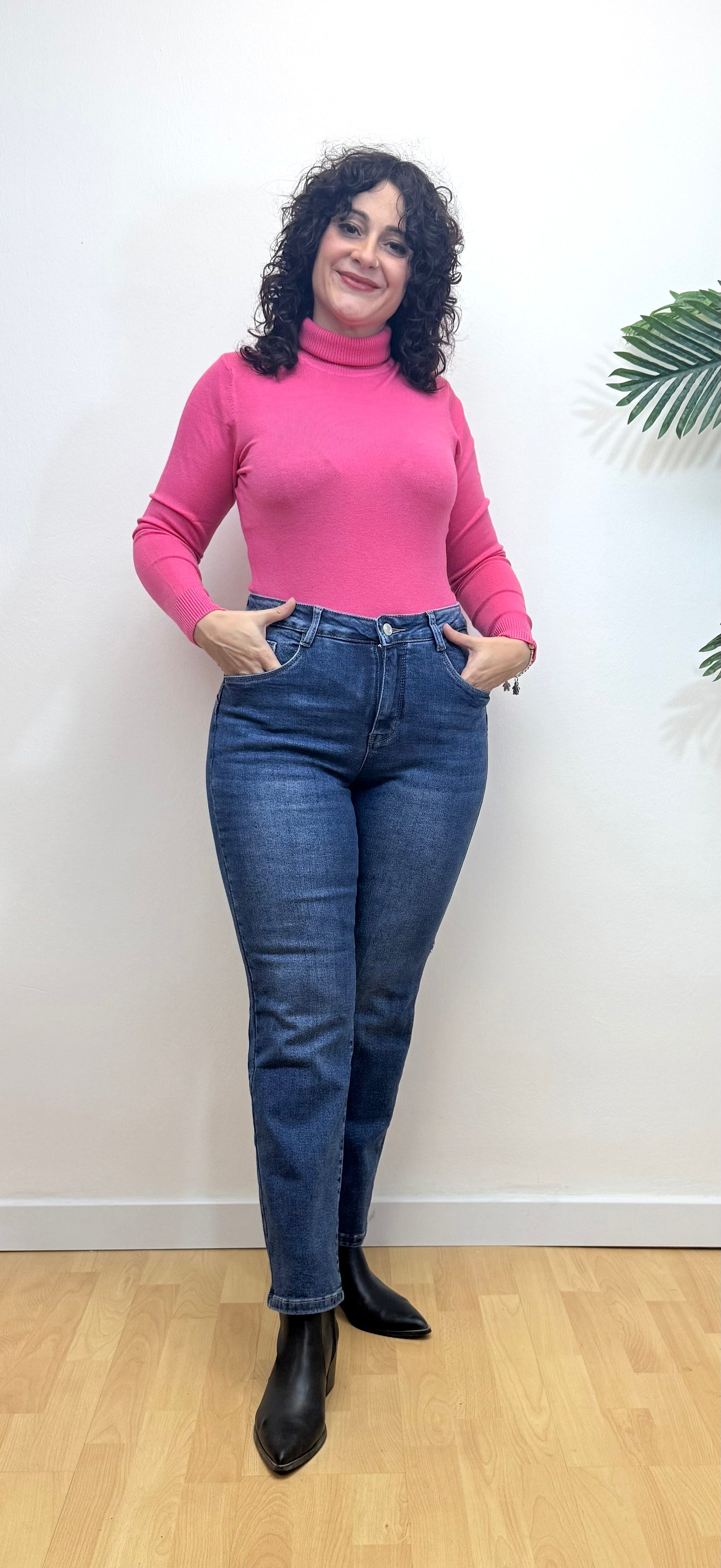 Jersey cuello cisne fucsia