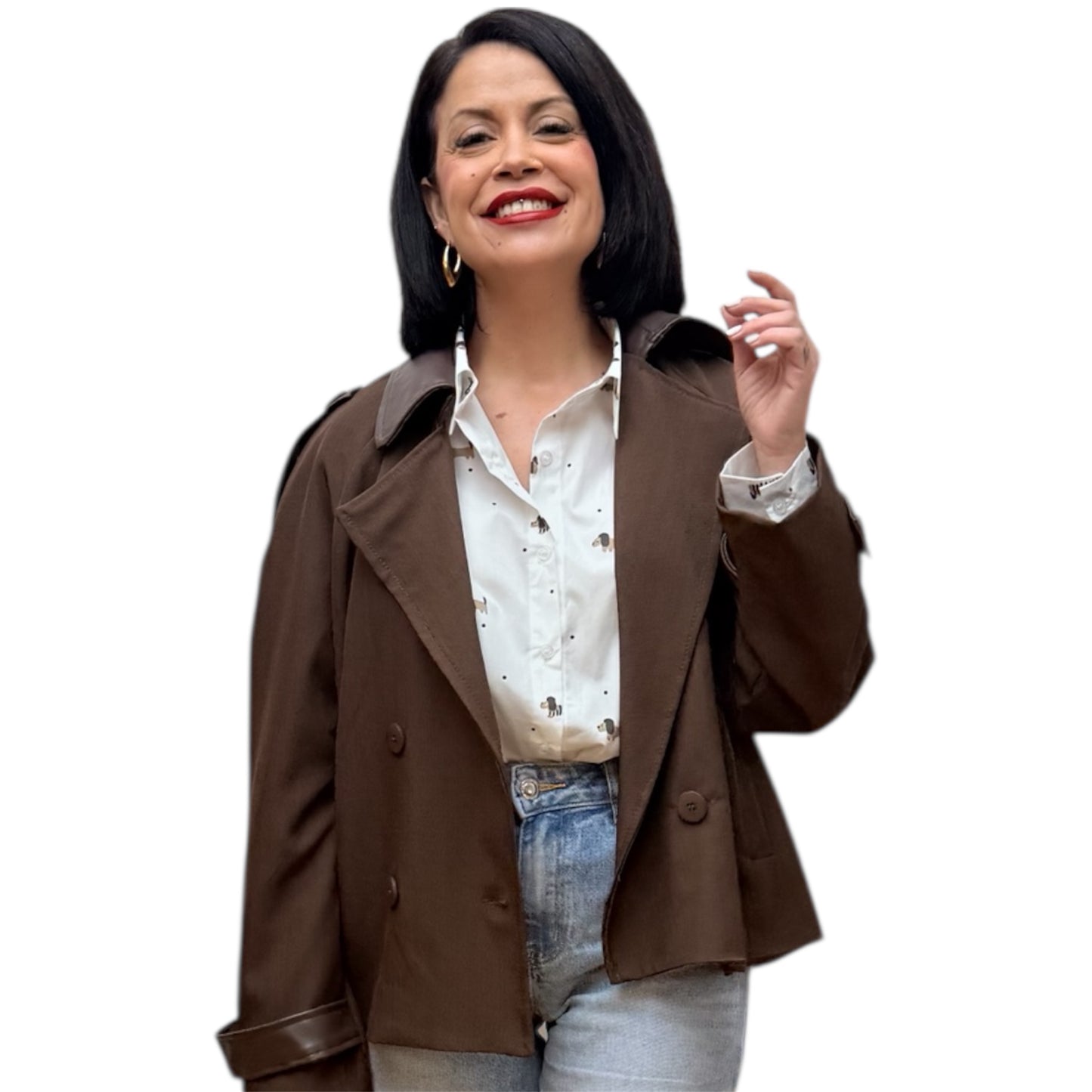 Gabardina cropped chocolate