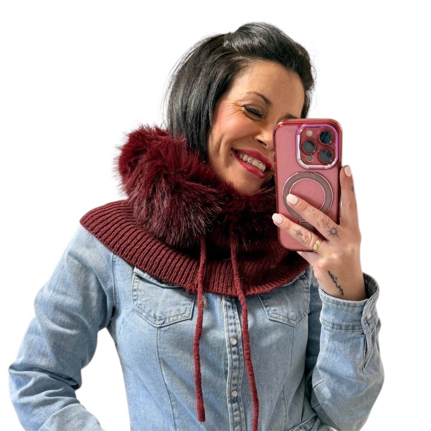 Balaclava pelo burdeos