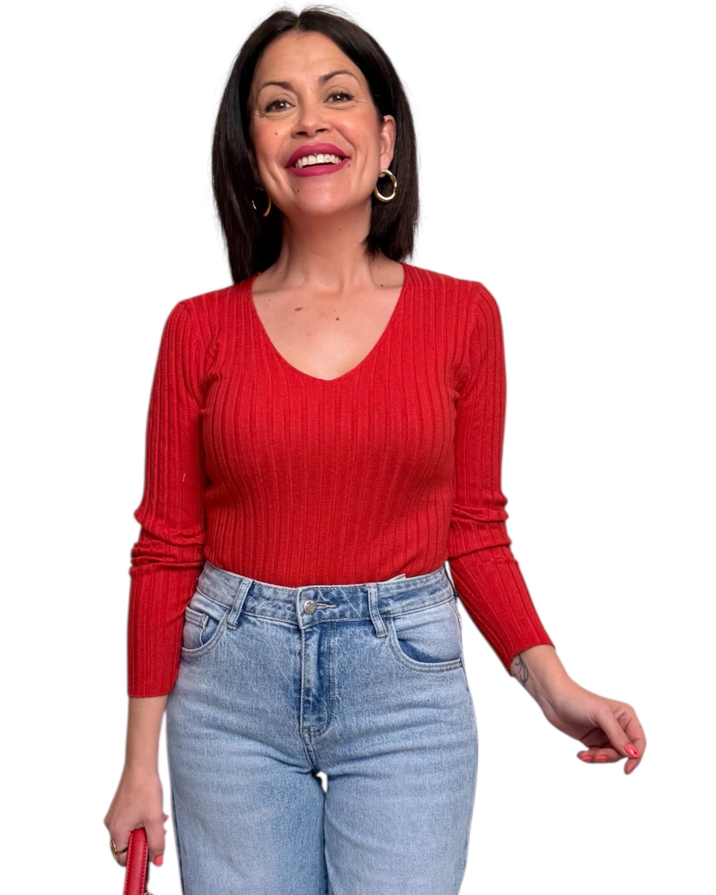 Jersey básico canalé rojo