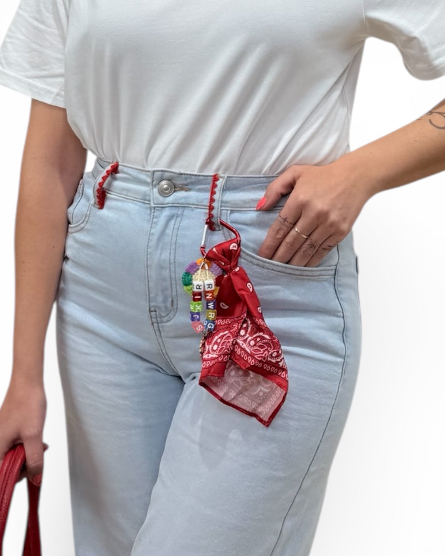 Jeans charm combi rojo
