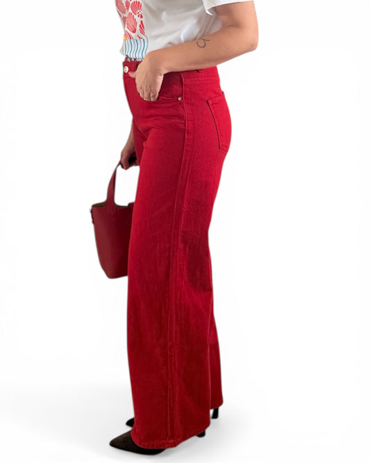 Jeans rojos wide leg
