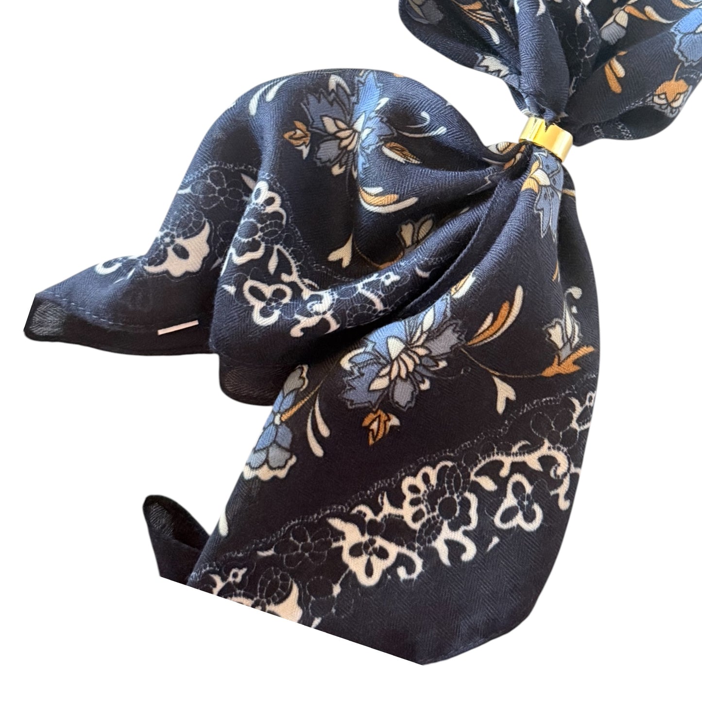 Pañuelo anillo azul marino estampado - AC