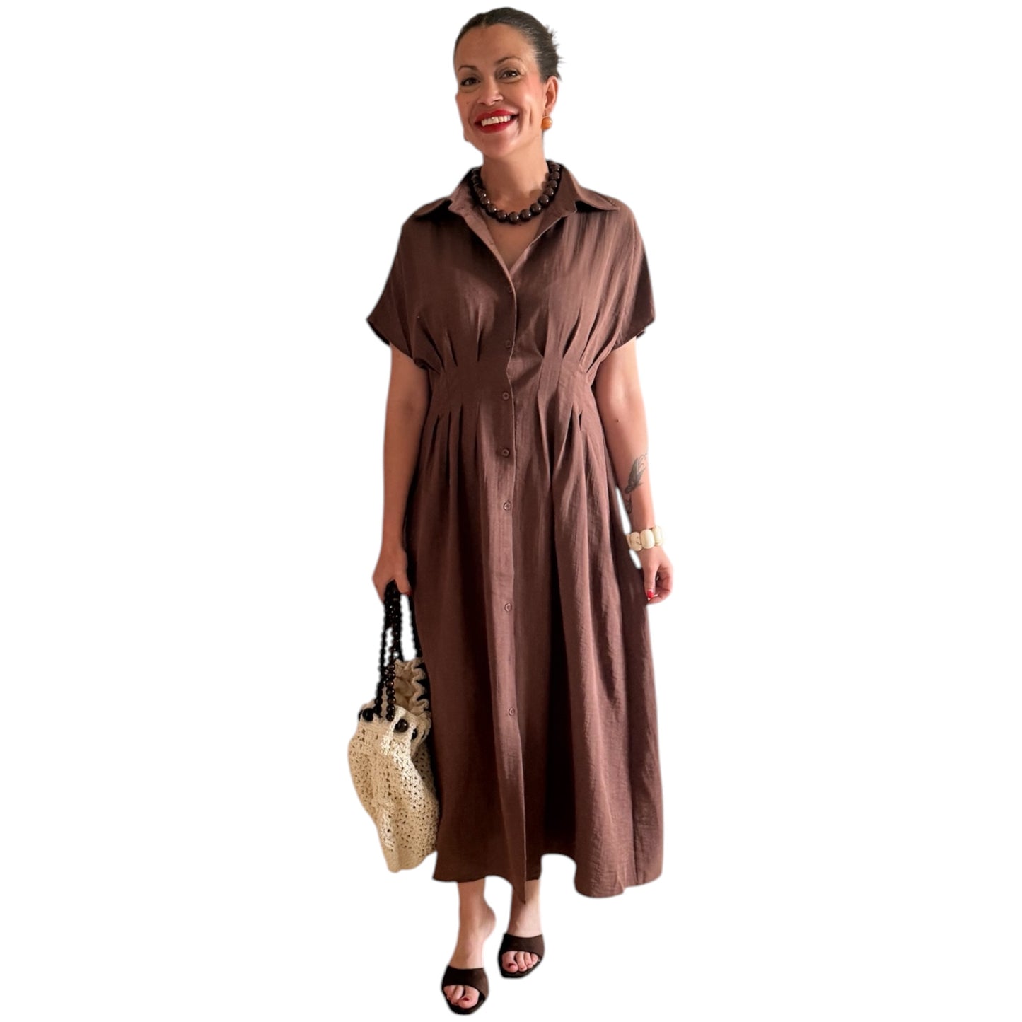 Vestido detalle Loren chocolate