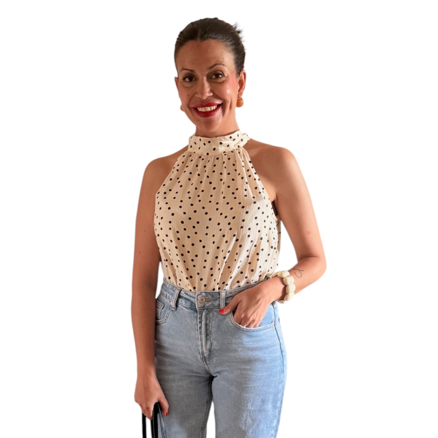 Blusa halter lunares