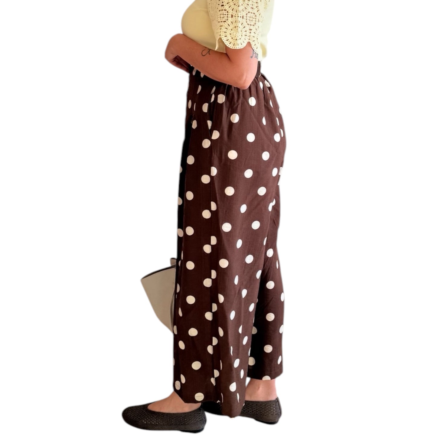 Pantalón palazzo lunares choco