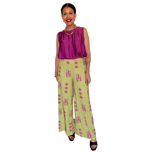 Pantalón mar verde y lila