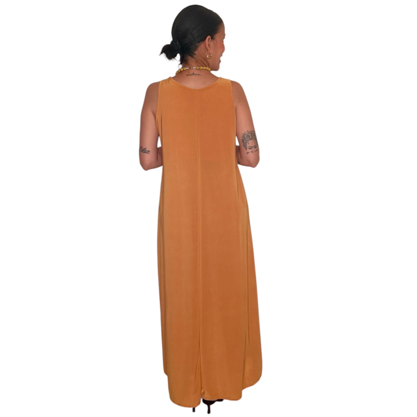Vestido liso mostaza AMY