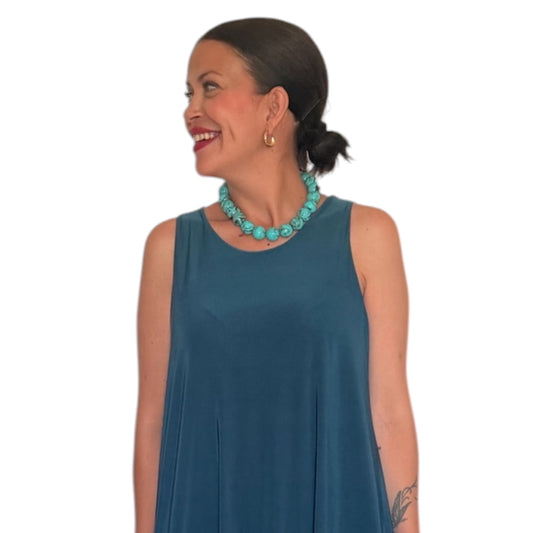 Vestido liso azul índigo AMY