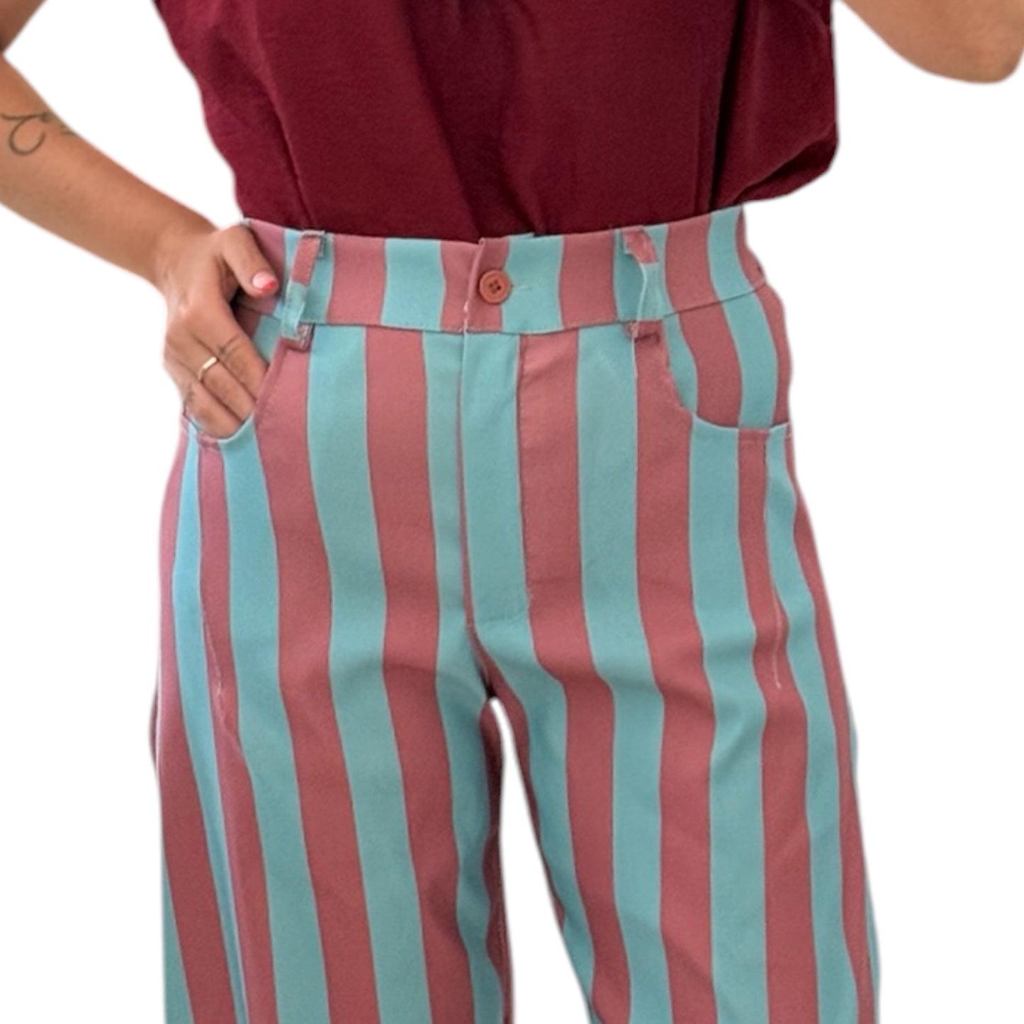 Pantalón Ballom rayas azul y rosa