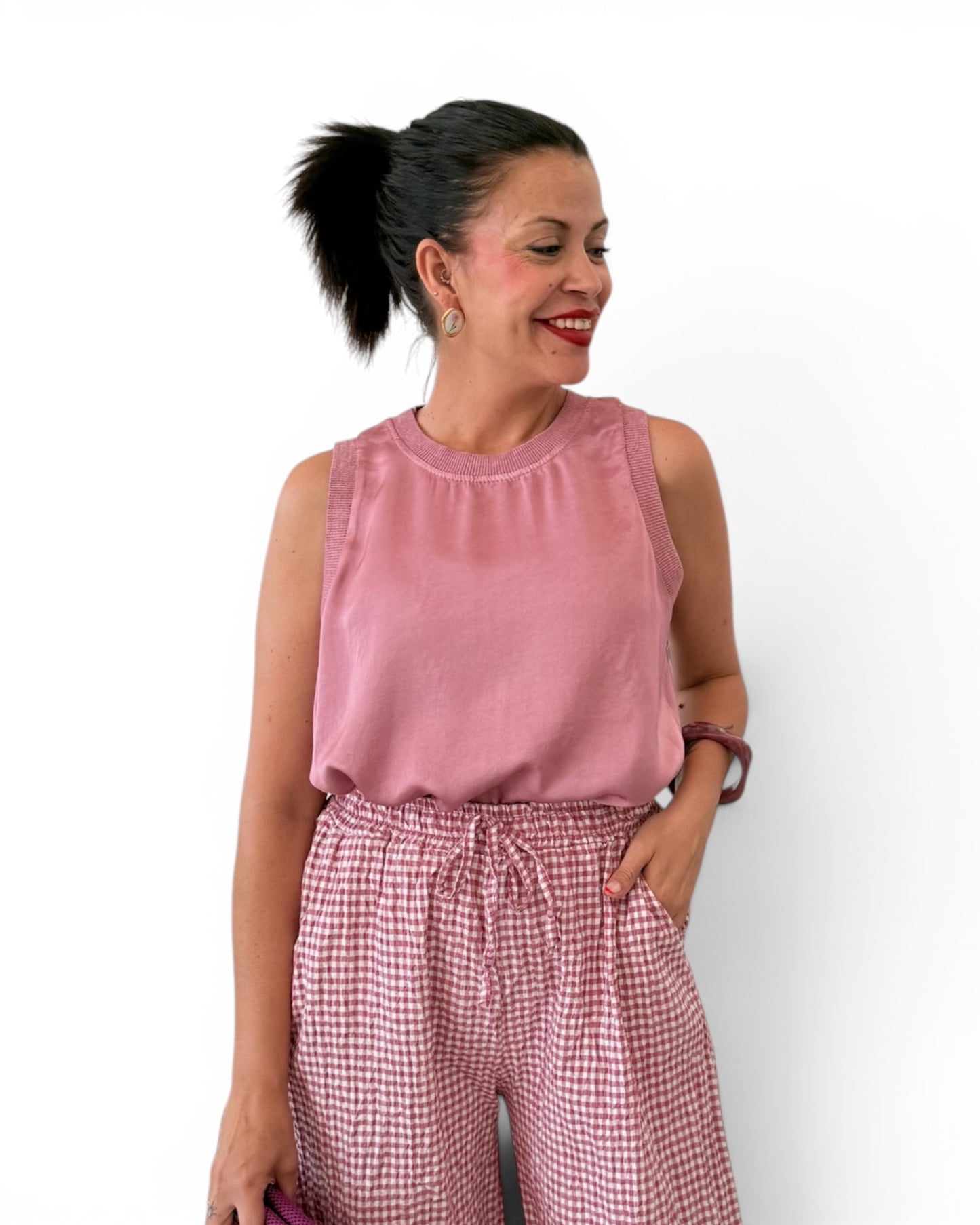 Pantalón recto rosita vichy