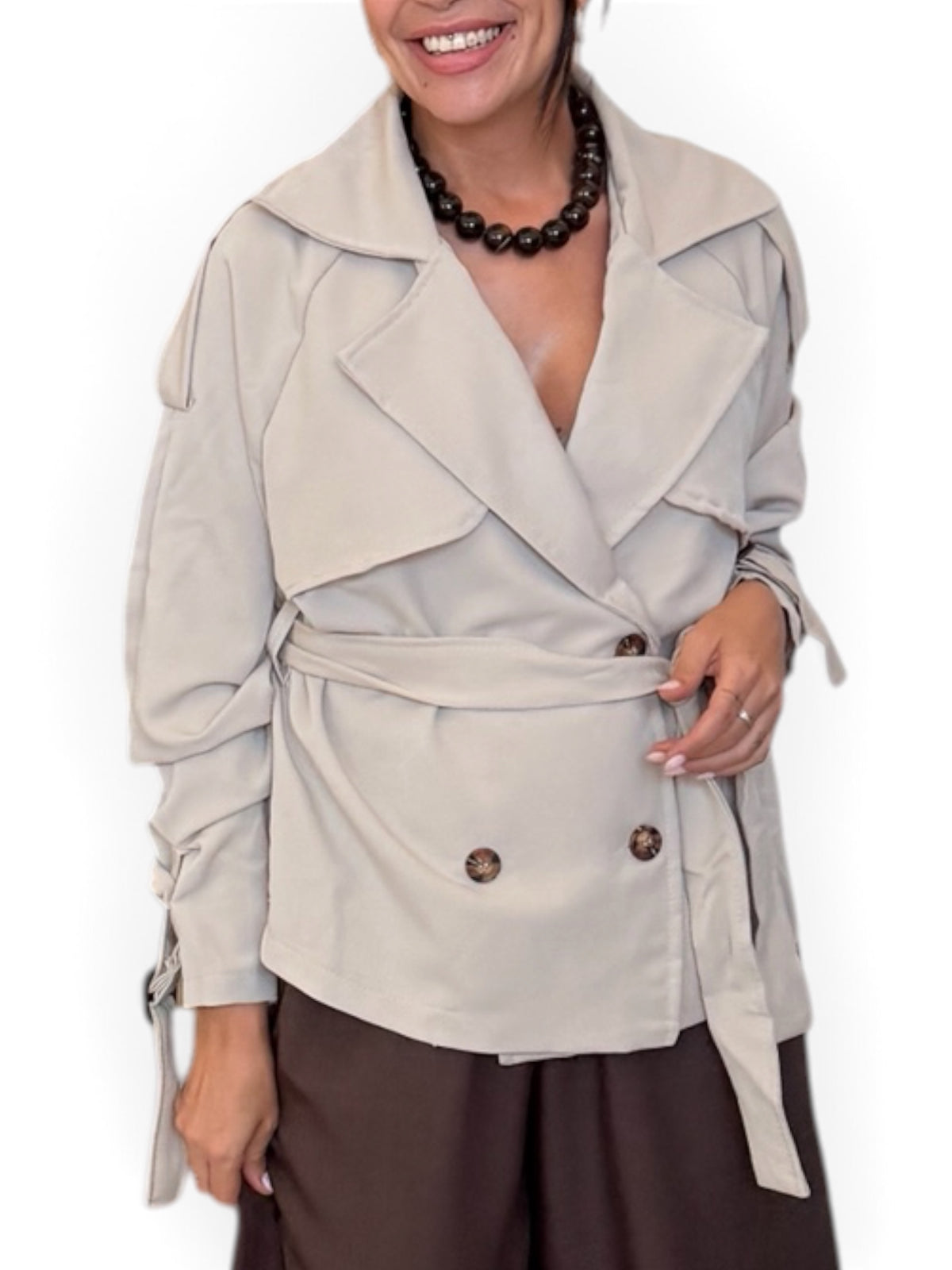 Gabardina corta beige