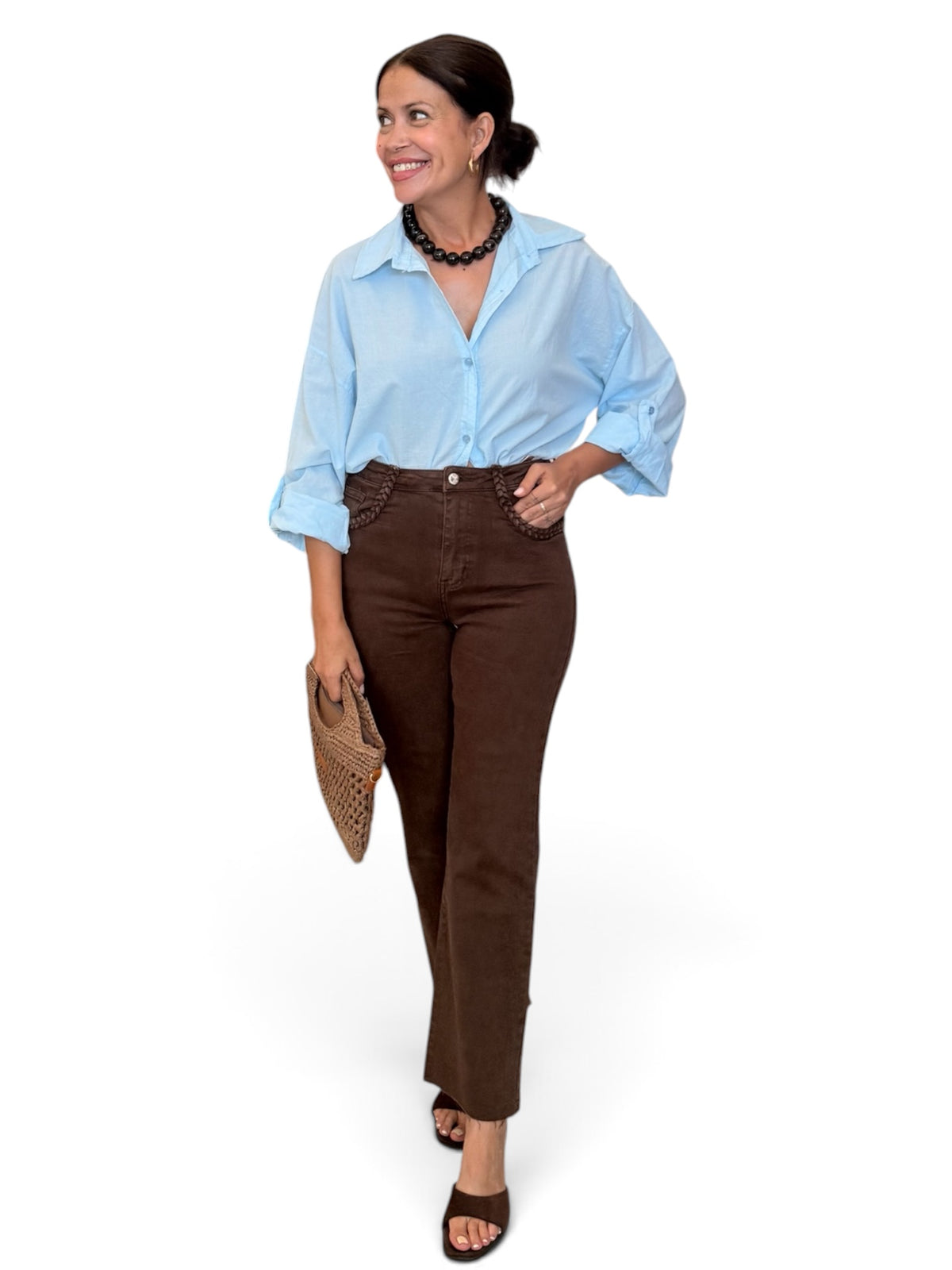 Camisa lisa nudo celeste