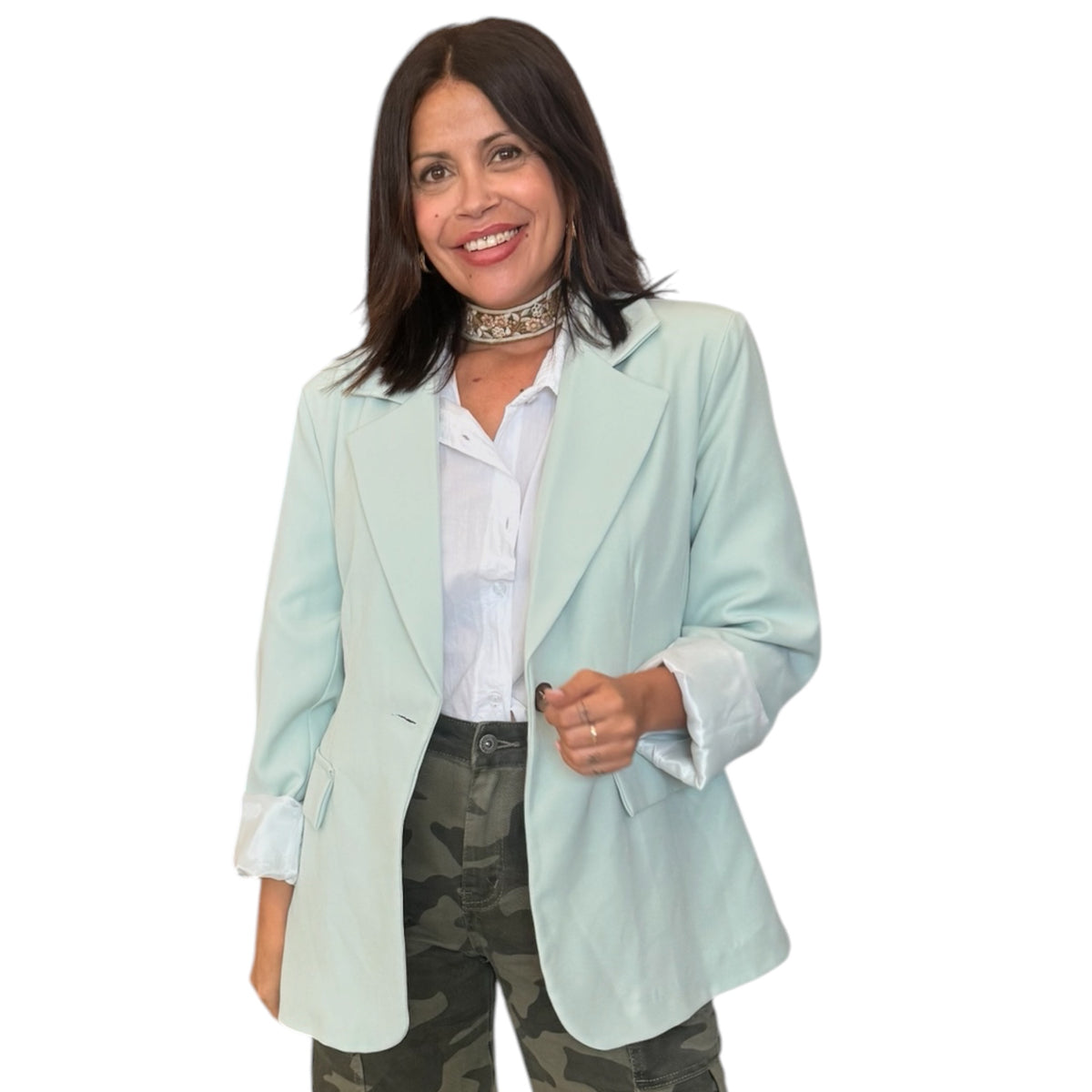 Blazer con forro verde agua