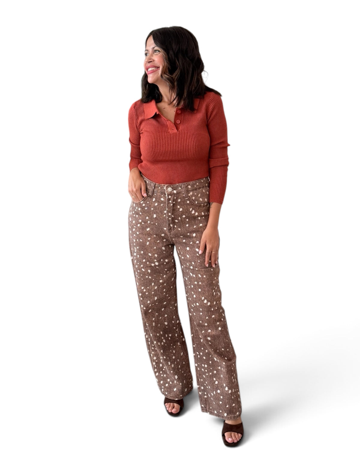 Jeans wide led bambi oscuro