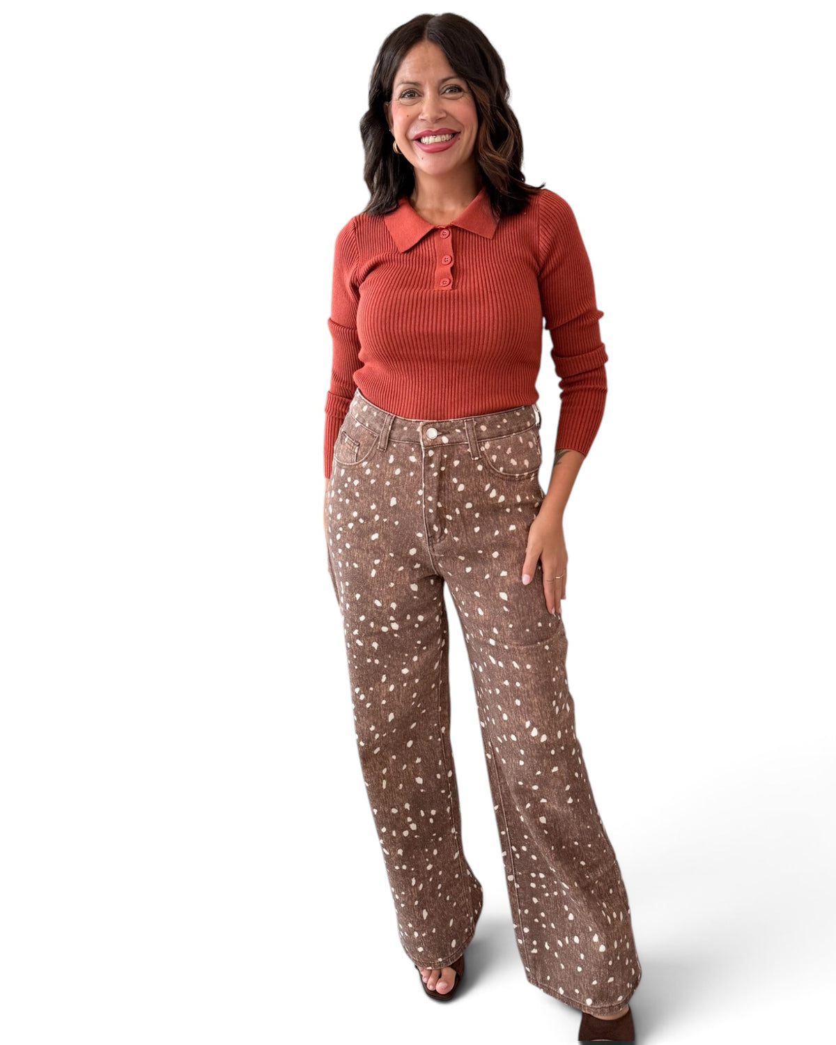 Jeans wide led bambi oscuro