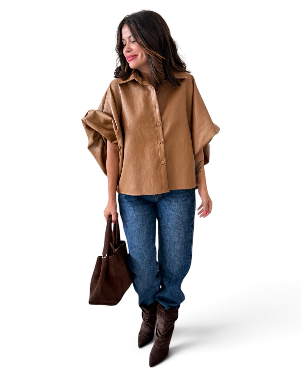 Camisa polipiel camel