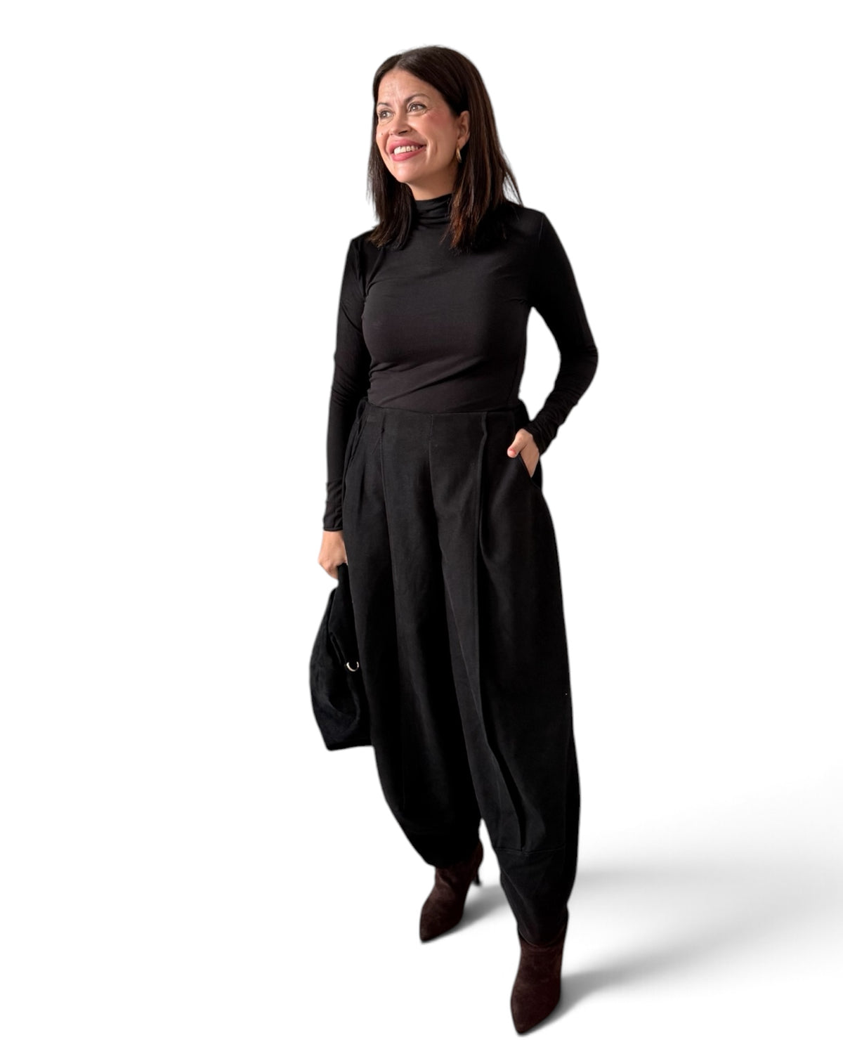 Pantalón balloon negro con pinzas