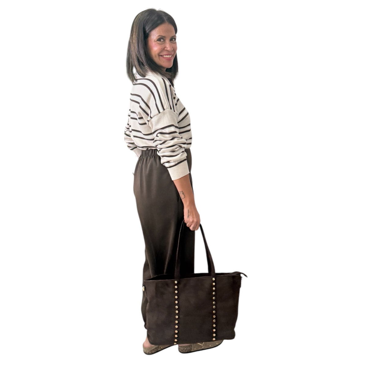 Polo rayitas choco-beige