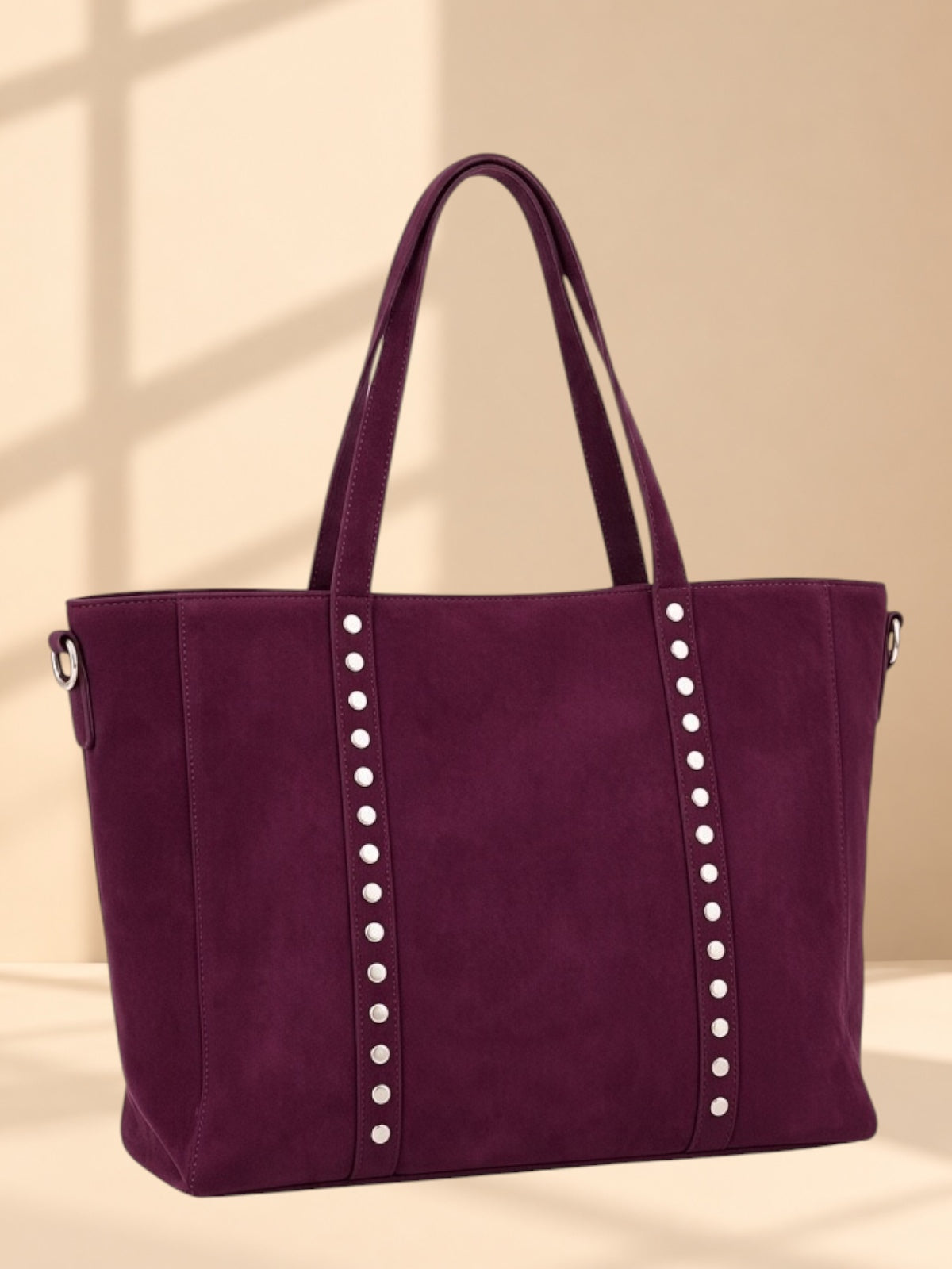Bolso piel vuelta Burdeos tachas