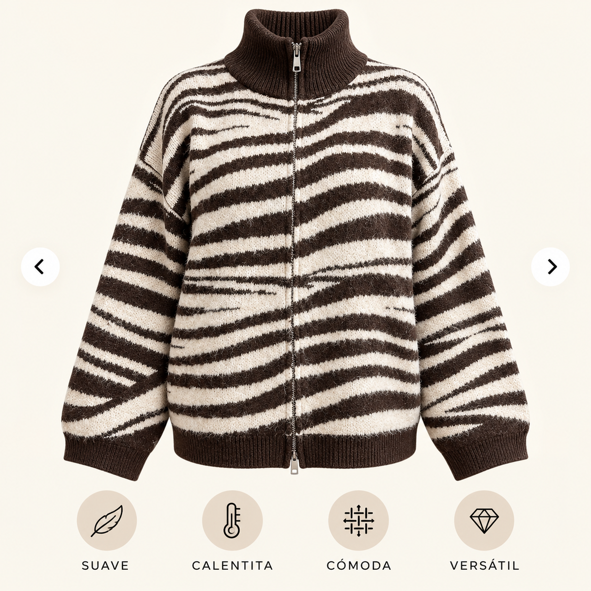Chaqueta de Punto Cebra Chocolate