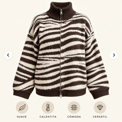Chaqueta de Punto Cebra Chocolate