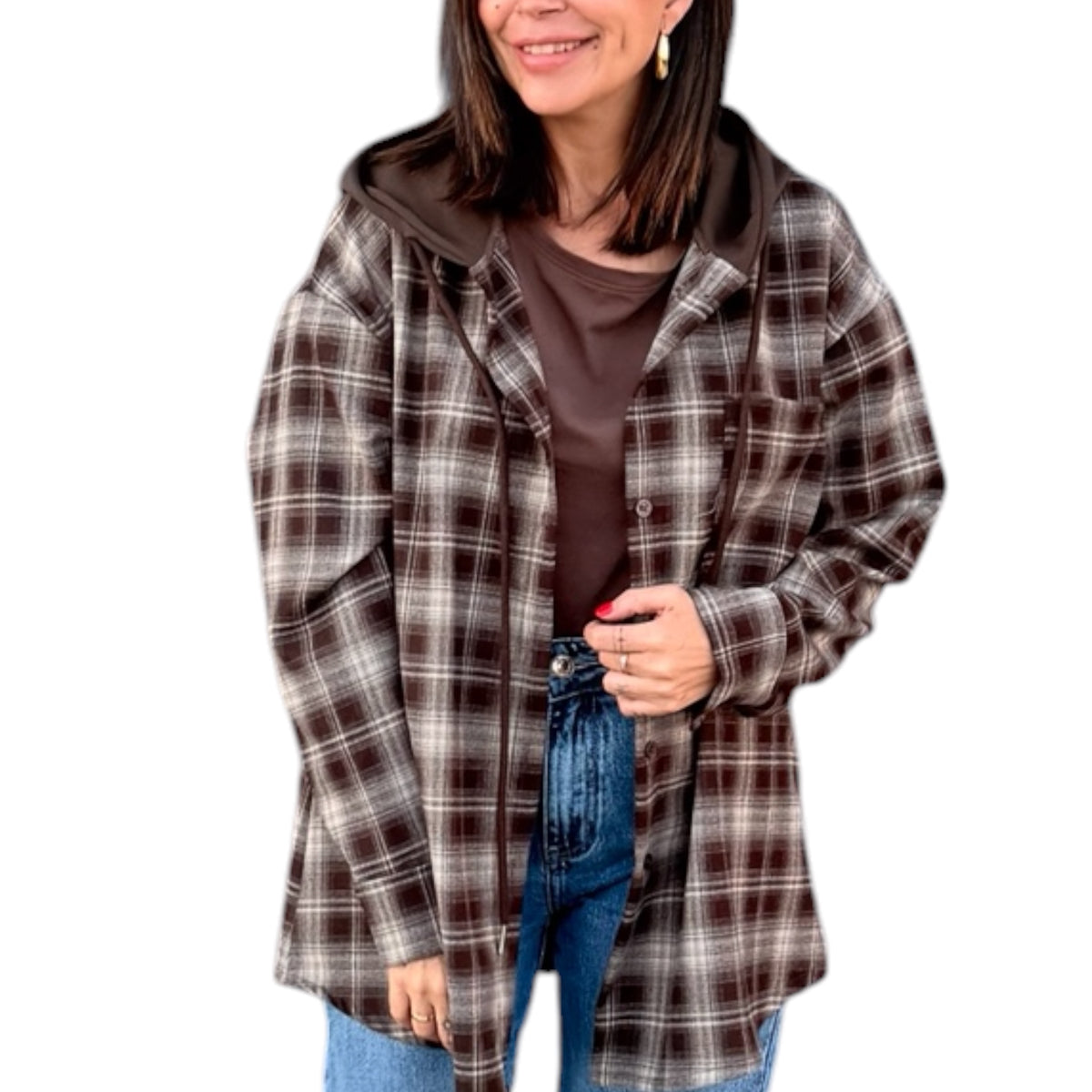 Camisa cuadros capucha
