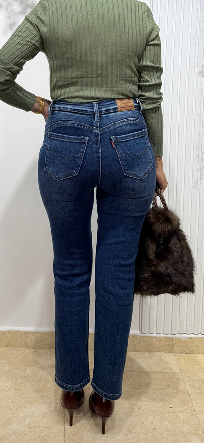 Jeans faja reductora azul