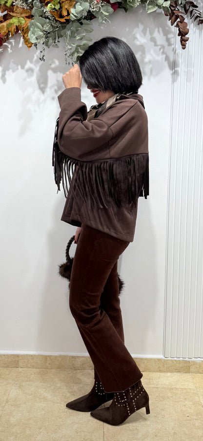 Camisa flecos chocolate