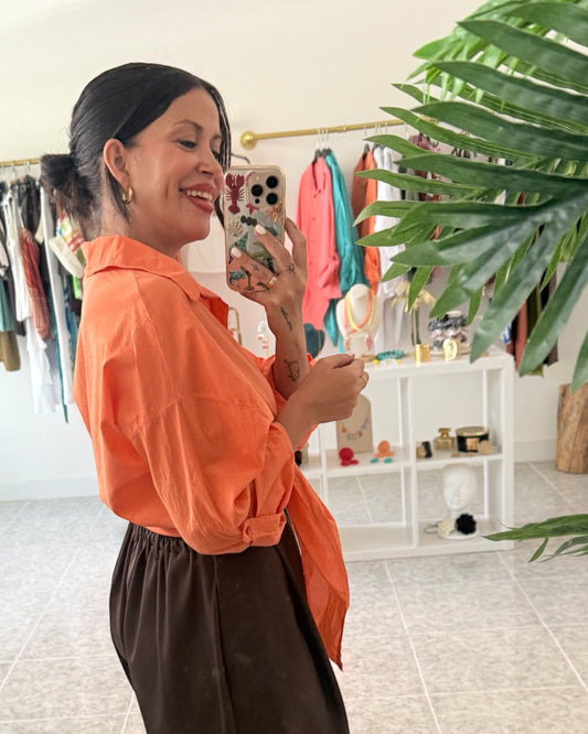Camisa lisa nudo naranja