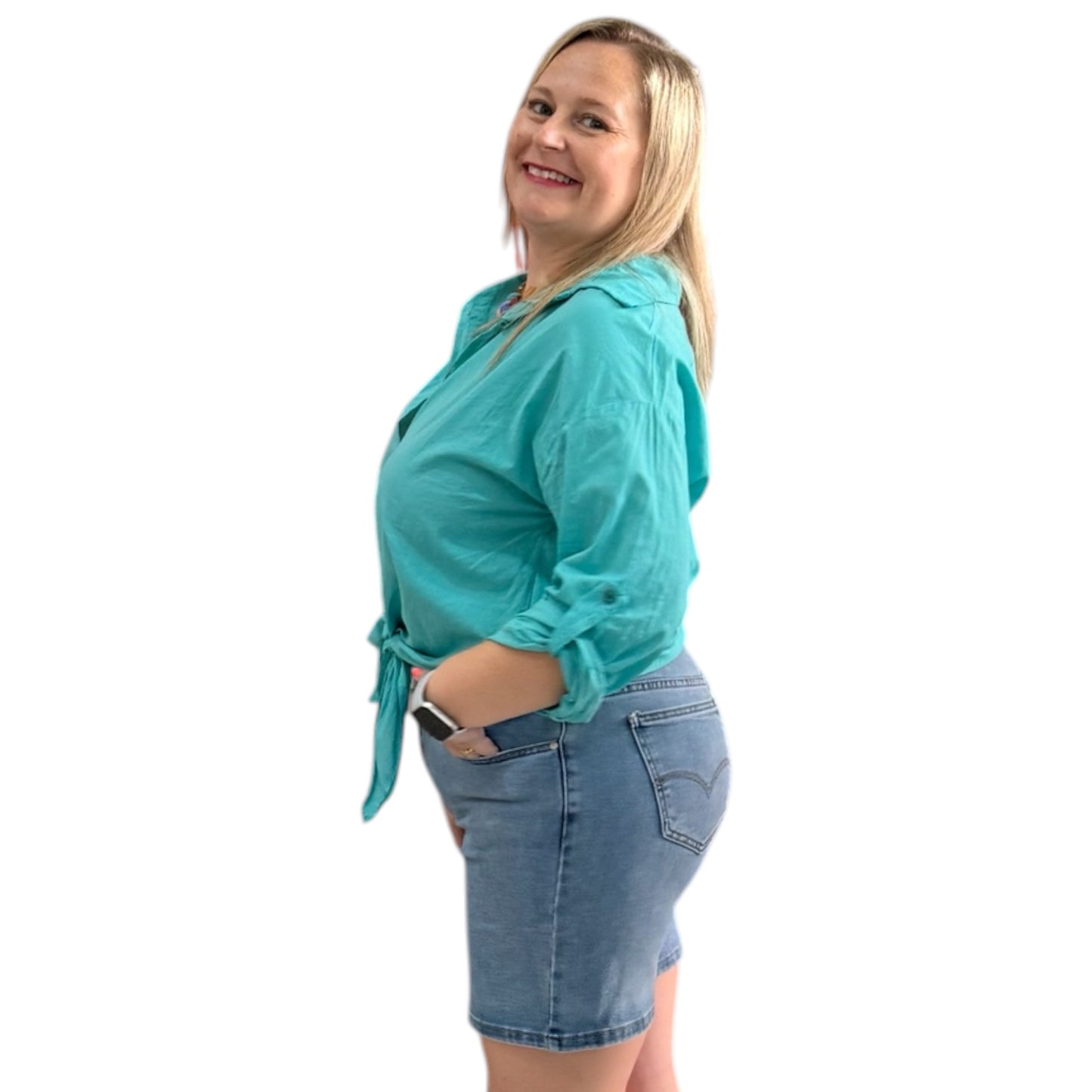 Camisa lisa nudo azul