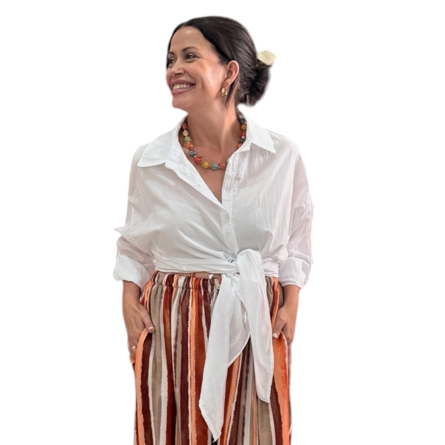 Camisa lisa nudo blanca