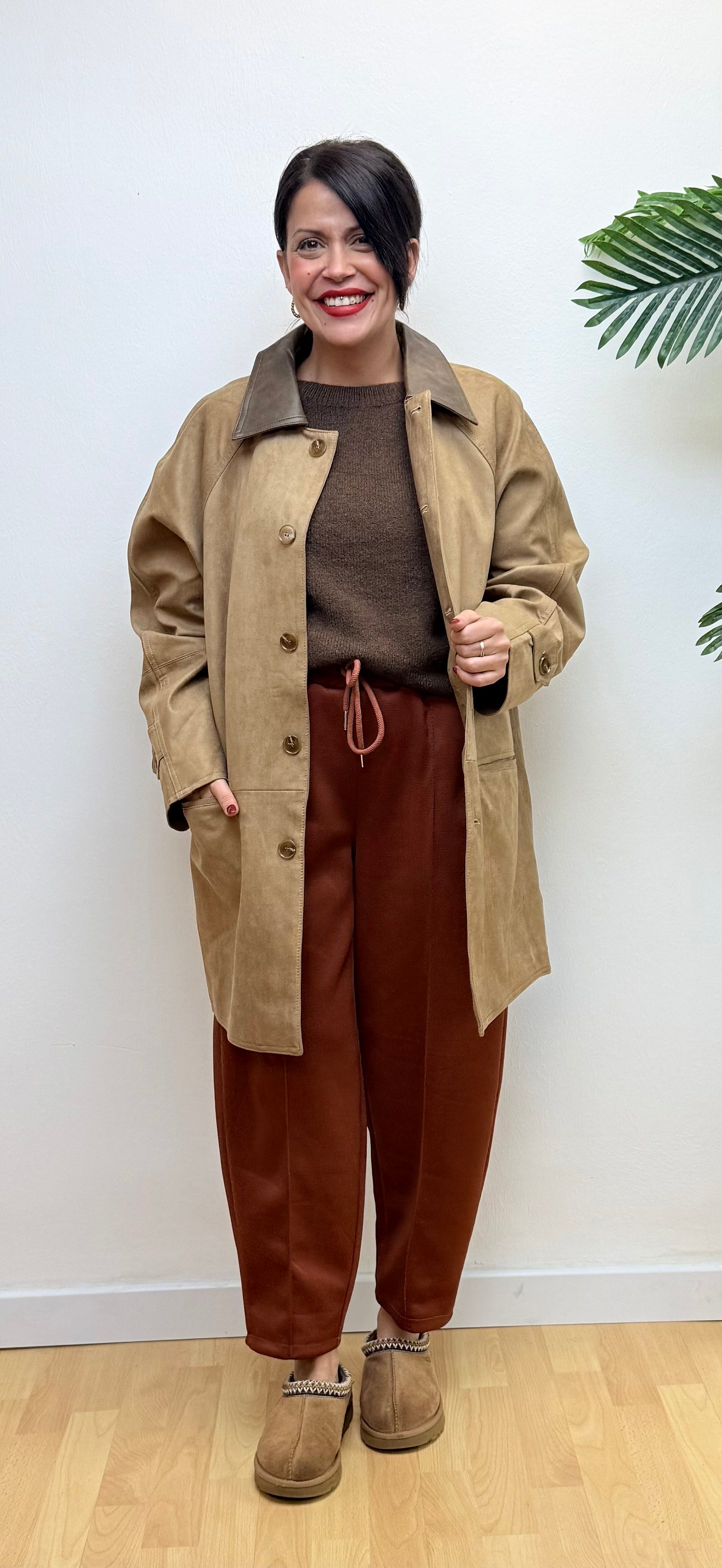 Parka antelina cuello polipiel