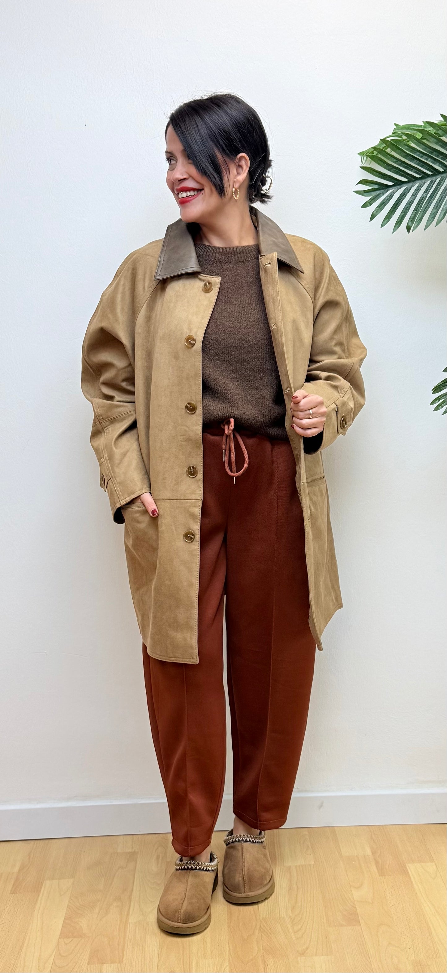 Parka antelina cuello polipiel