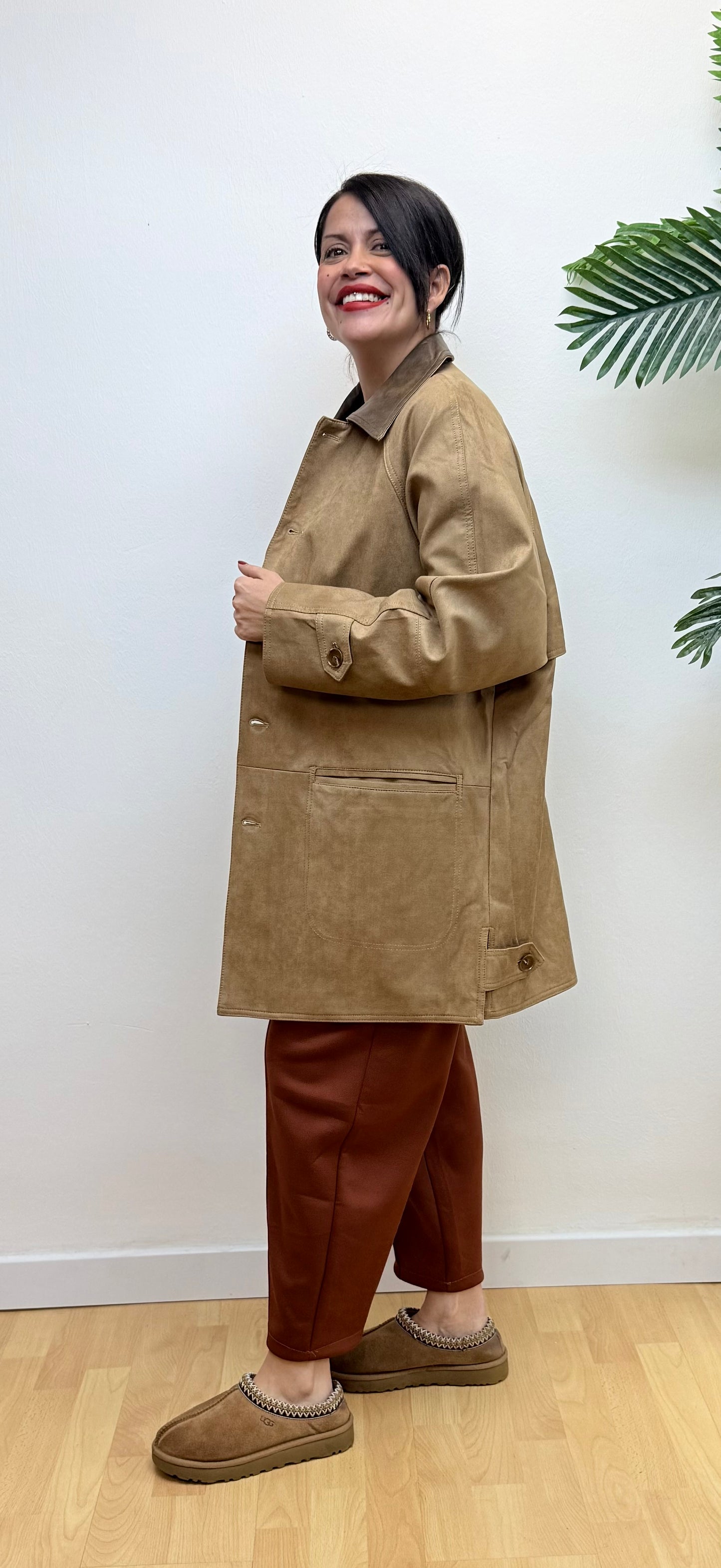 Parka antelina cuello polipiel