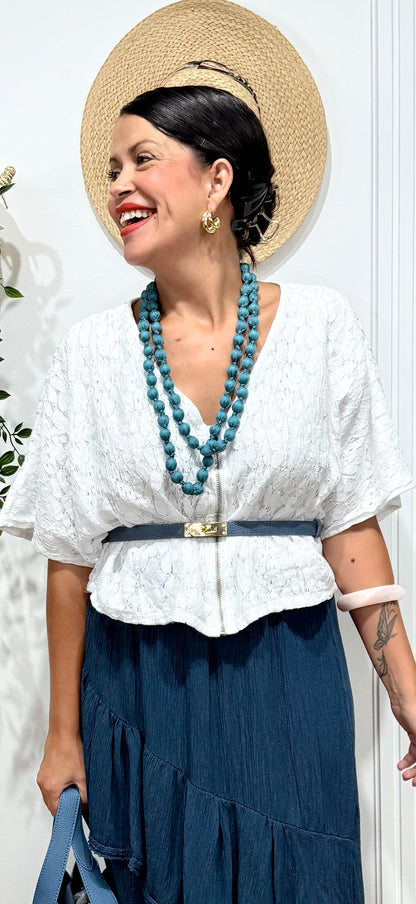 Bomber lentejuelas blanca