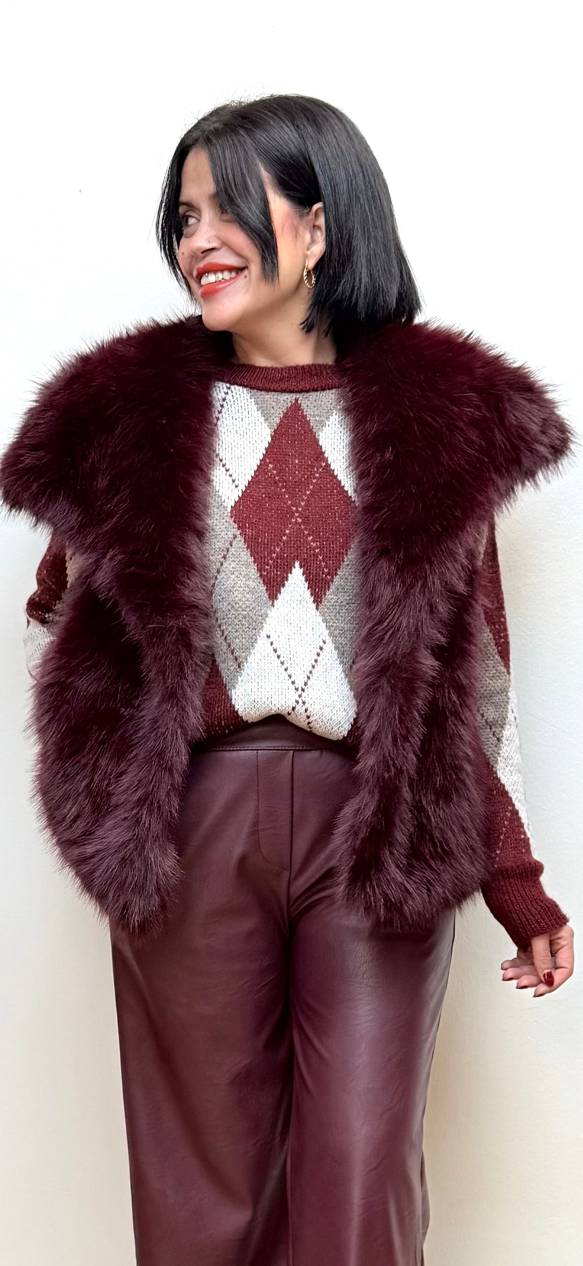 Jersey rombos burdeos Mía